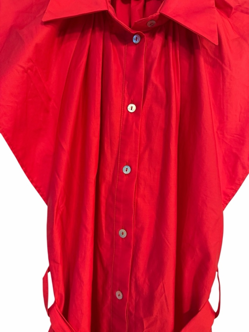 KASIA RUFFLE RED DRESS 100% Cotton Size Small - Picture 4 of 12